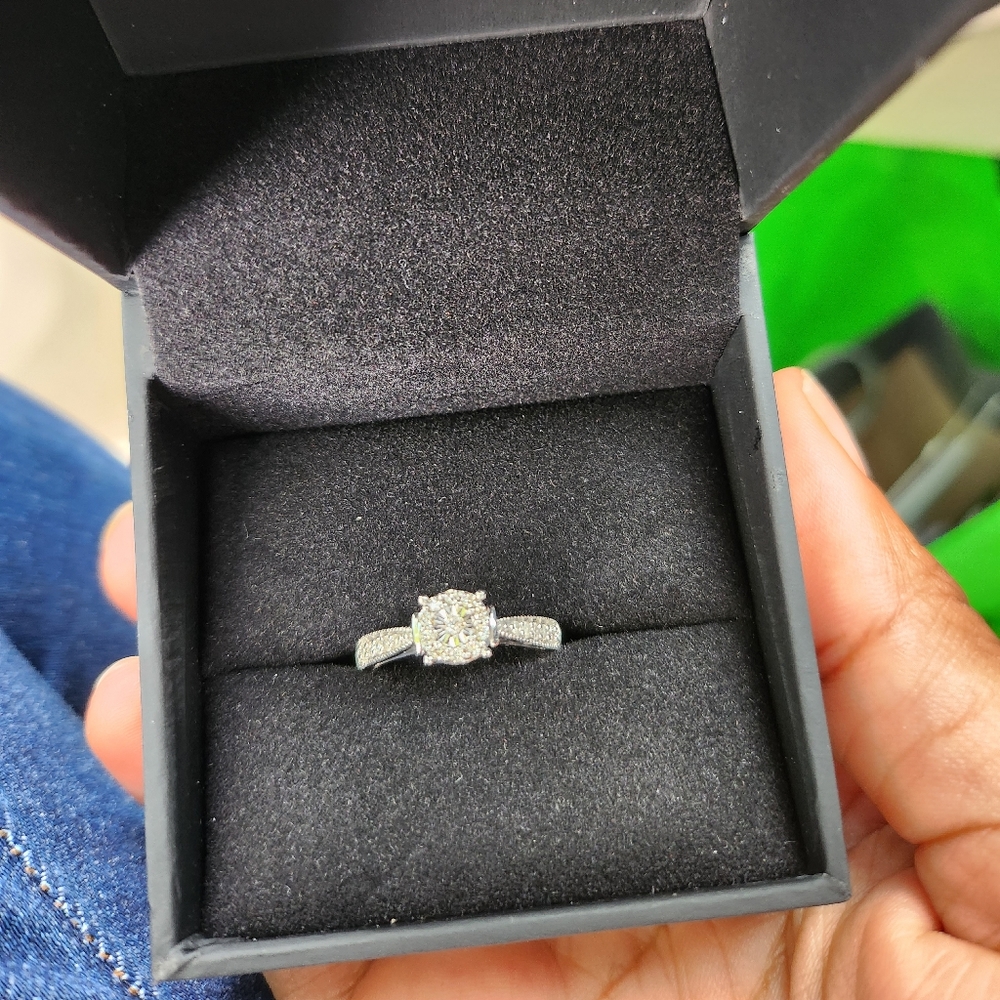 NWOT 1/5 CT. T.W. Diamond Frame Promise Ring in Sterling Silver